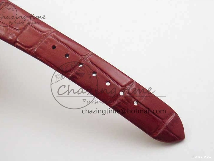 0402 Ladies’ De Ville Trésor Diamond SS 3AF 1:1 Best Edition White Dial On Red Leather Strap Swiss Quartz Snug 7885